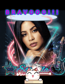 a picture of a woman with the words bravoo !!! written above her
