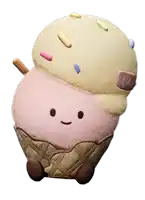 a stuffed ice cream cone with a face on it