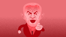 a cartoon drawing of a man with a beard pointing at the camera