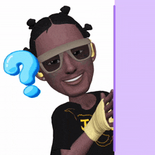 a cartoon character with a question mark behind his head