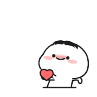 a cartoon character is holding a red heart in his hands .