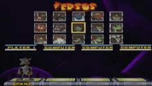 a video game screen with versus written on the top right