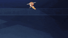 a cartoon of a girl flying through the air with a sword in her hand