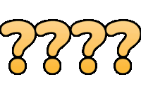 a row of yellow question marks with a white background