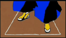 a cartoon drawing of a person 's feet walking