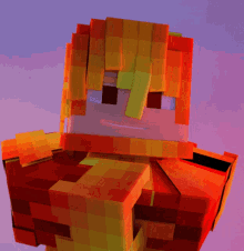 a close up of a minecraft character with a yellow hair