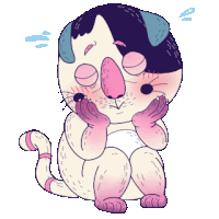 a cartoon drawing of a cat with a dog 's head on it