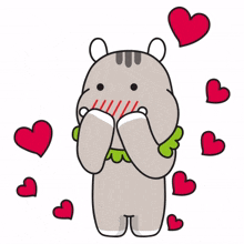 cute emotion cartoon hippo animal