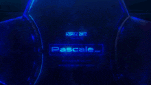 a blue background with the name pascale written on it