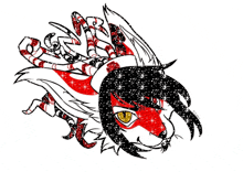 a drawing of a fox with candy canes in its hair