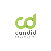 a logo for a company called candid production is shown