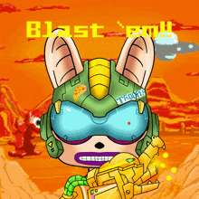 a cartoon of a bunny wearing a helmet with the word trooper on it