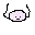 a pixel art drawing of a purple circle with horns .