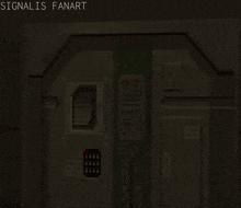 a pixel art drawing of a woman with the words signalis fanart below her