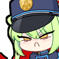 a cartoon of a girl wearing a police hat with a gold badge on it