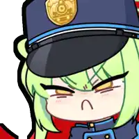 a cartoon of a girl wearing a police hat with a gold badge on it