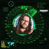 a radar screen shows a man 's head in the center