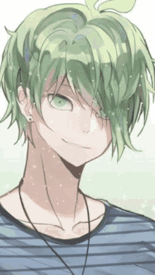 green haired anime boy anime boy green brother of izuku green top