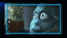 two cartoon characters looking at a clipboard with a blue border around them