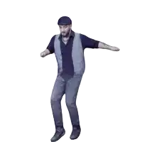 a man with a tattoo on his arm is walking