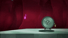 a cartoon character is falling into a hole next to a vault door