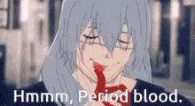 anime girl crying blood gif