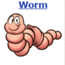 a cartoon worm with a smiling face is crawling on a white surface .