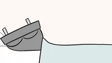 a cartoon drawing of a toaster with a cartoon character laying on top of it