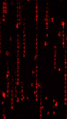 a black background with red numbers and symbols