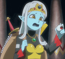 a cartoon character has a crown on her head and is holding an eye