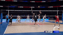 a volleyball game is being played with spike speed 119km / h