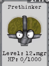 a card with a picture of a brain and the words prethinker on it