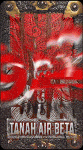 tanah air beta is written on a red and silver background