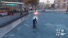 a video game is being played and the player is holding a throw