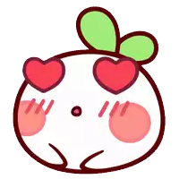 a cartoon character with heart shaped eyes and hearts flying around