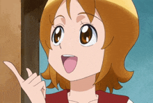 a close up of a cartoon character pointing