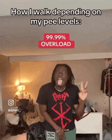 a man wearing a black shirt that says berserk on it