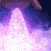 a purple and blue background with a purple glowing object coming out of it