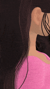 a close up of a cartoon girl 's face with brown eyes