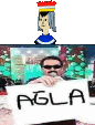 a man in sunglasses is holding a sign that says agla .