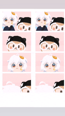 a bunch of pictures of a girl with a cat headband