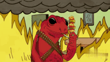 This Is Fine Frog This Is Fine Cyberfrog GIF - This Is Fine Frog This Is Fine Cyberfrog Cyberfrog This Is Fine GIFs