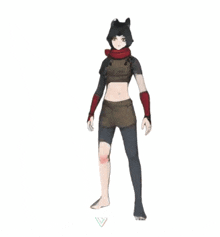 a 3d model of a girl with a cat 's head