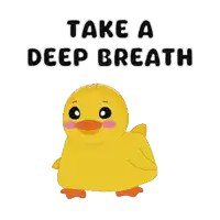 a yellow rubber duck with the words take a deep breath below it