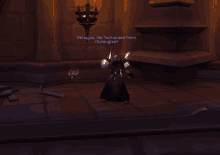 a video game character named dimagius is standing in a dark room