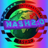 a colorful logo for nash 2.0 with a rainbow background