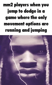 a man 's face with a lightning bolt coming out of his mouth .