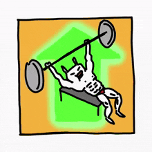 a cartoon drawing of a duck with a green arrow behind it