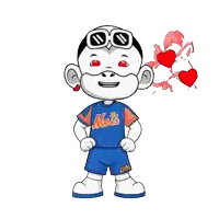 a cartoon of a boy wearing a mets jersey
