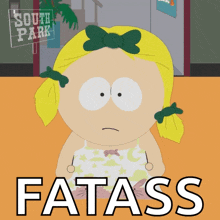 a cartoon of a girl with a sign that says south park